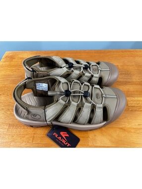 Flarut Men’s Size 10 Waterproof Hiking Sandals Closed Toe Khaki Comfortable
